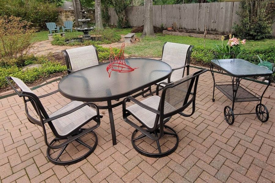 backyard glass table set backyard glass table set