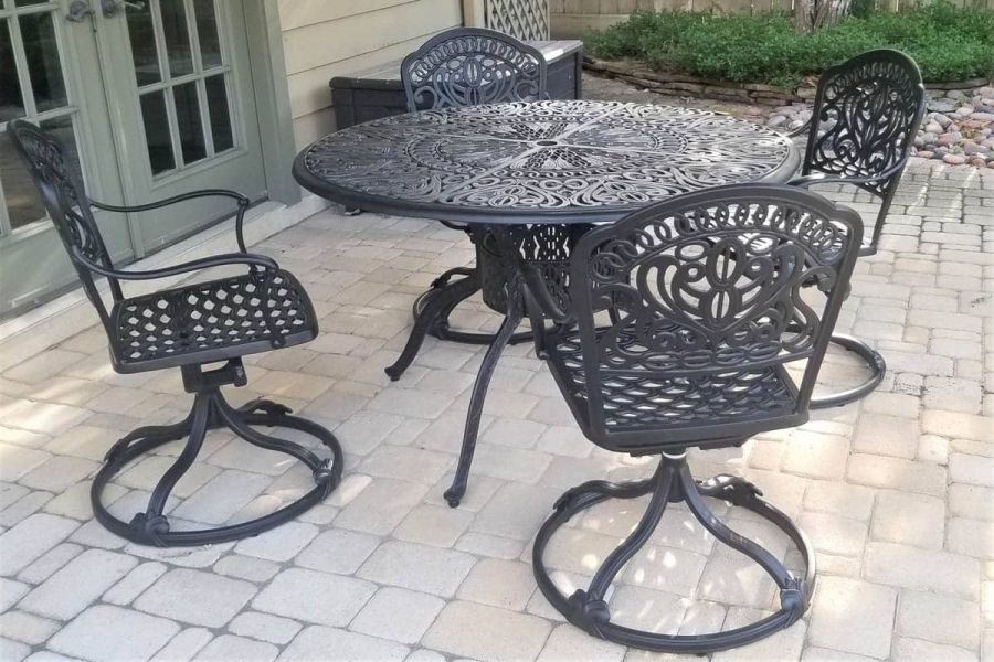 black metal table set black metal table set